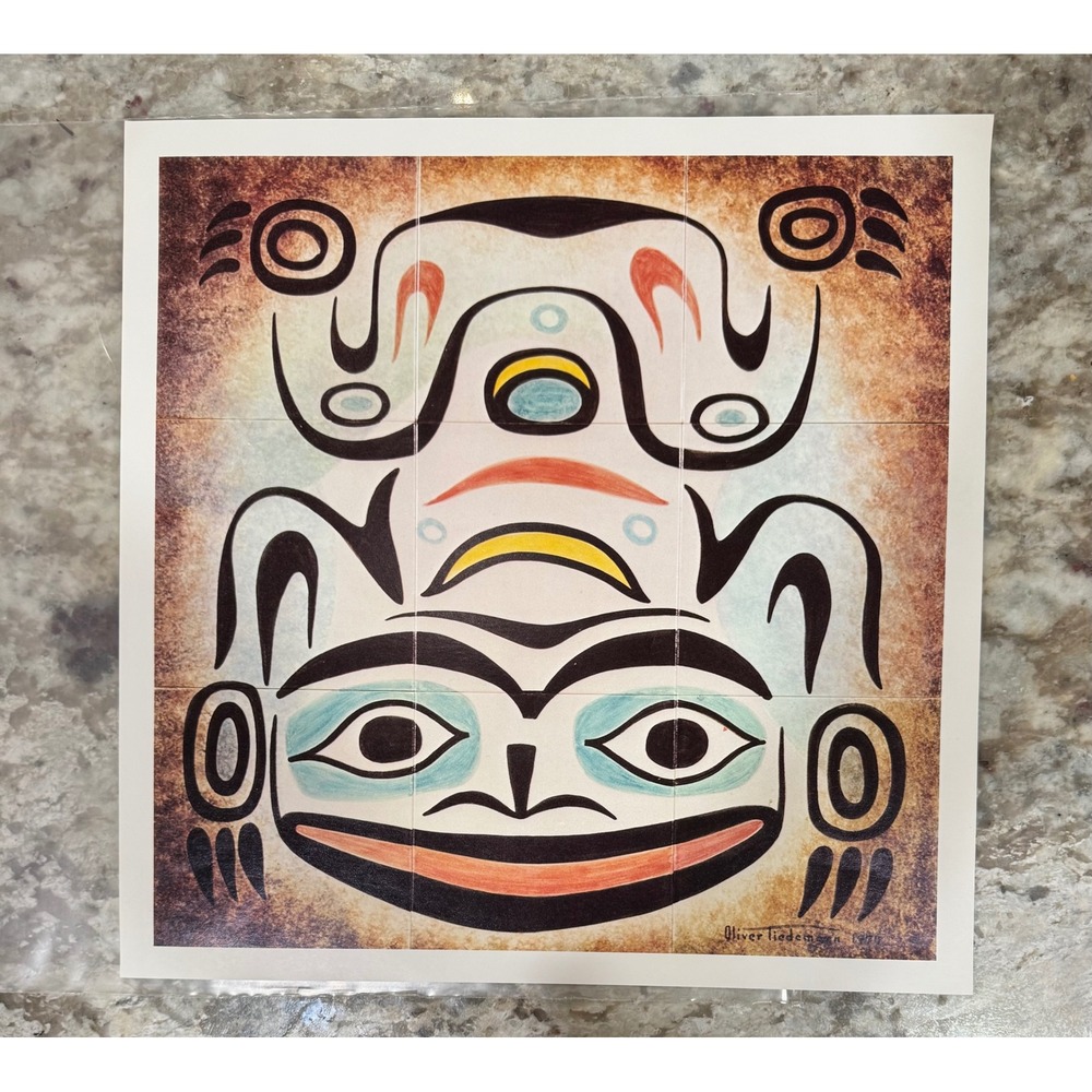 Oliver Tiedemann 1974 Northwest Coast Art Print 12x12 Indigenous Style Vintage
